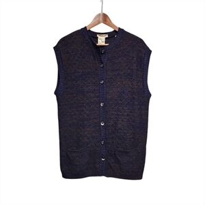 SAINT LAURENT RIVE GAUCHE | Vintage Sleeveless Knit Cardigan Vest Blue Size S